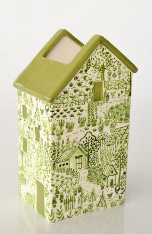 Green & White House Vase Village Design